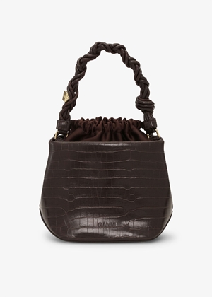 A6697 Ganni bou croco bucket bag Chocolate Fondant Ganni 